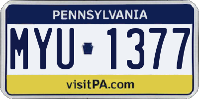 PA license plate MYU1377