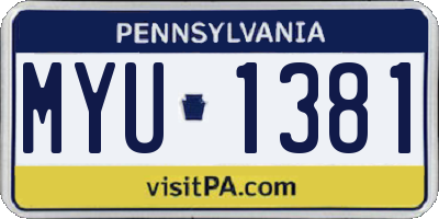 PA license plate MYU1381