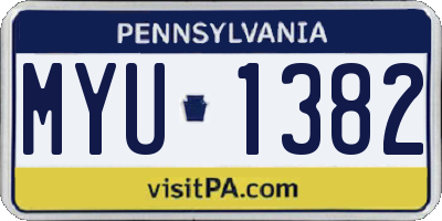 PA license plate MYU1382