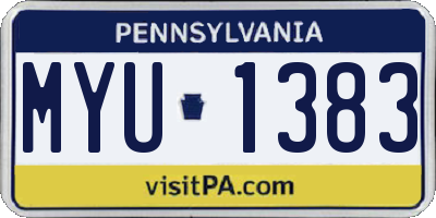PA license plate MYU1383
