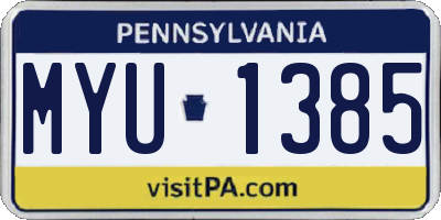 PA license plate MYU1385