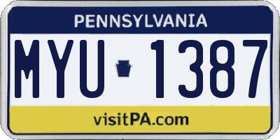 PA license plate MYU1387
