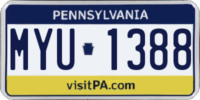 PA license plate MYU1388