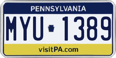 PA license plate MYU1389