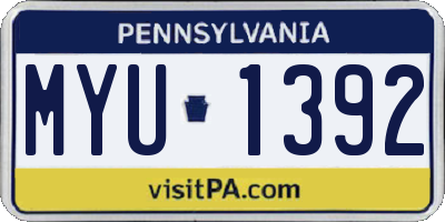 PA license plate MYU1392