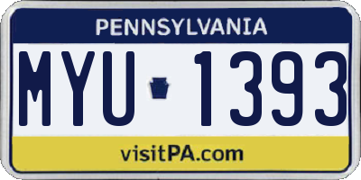 PA license plate MYU1393