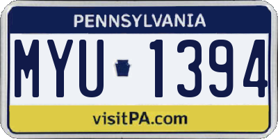 PA license plate MYU1394