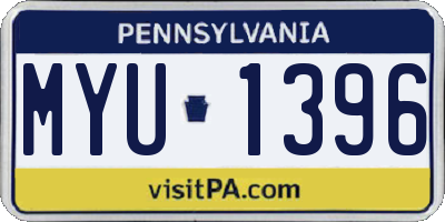 PA license plate MYU1396