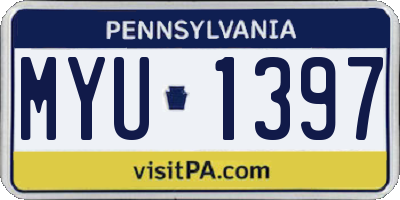 PA license plate MYU1397