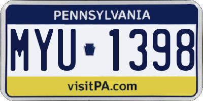 PA license plate MYU1398