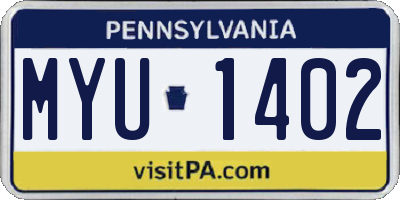 PA license plate MYU1402
