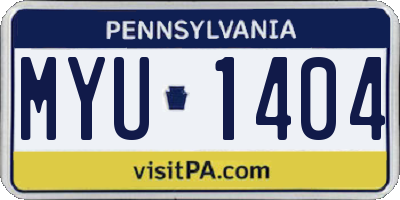 PA license plate MYU1404