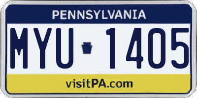 PA license plate MYU1405