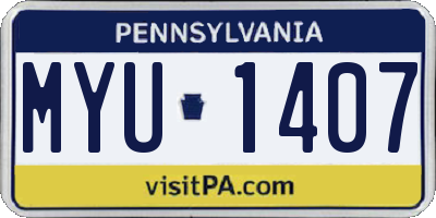 PA license plate MYU1407