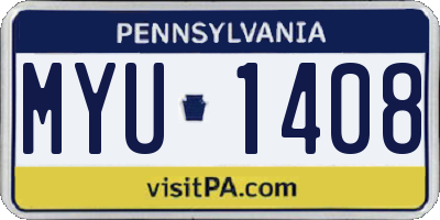 PA license plate MYU1408