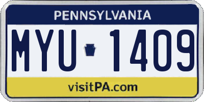 PA license plate MYU1409