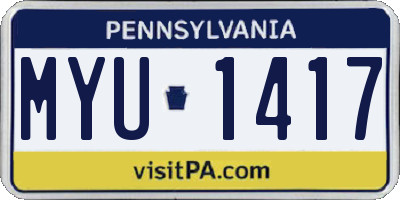 PA license plate MYU1417