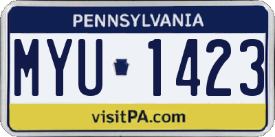 PA license plate MYU1423