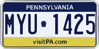 PA license plate MYU1425