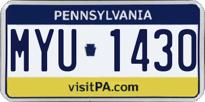 PA license plate MYU1430
