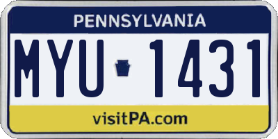 PA license plate MYU1431