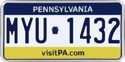 PA license plate MYU1432