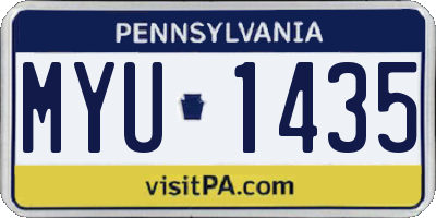 PA license plate MYU1435