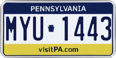 PA license plate MYU1443