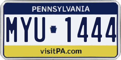 PA license plate MYU1444