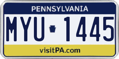 PA license plate MYU1445