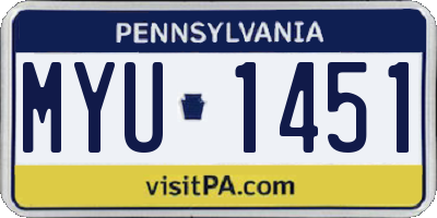 PA license plate MYU1451