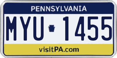 PA license plate MYU1455