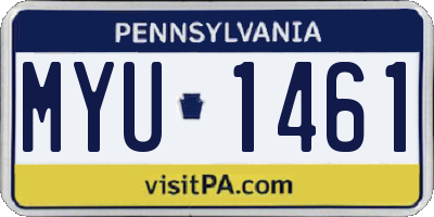 PA license plate MYU1461