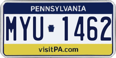 PA license plate MYU1462