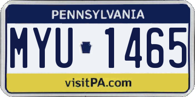 PA license plate MYU1465