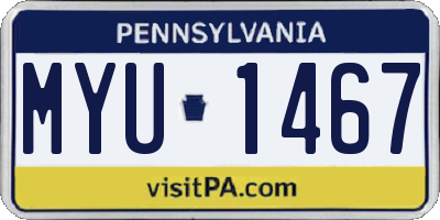 PA license plate MYU1467
