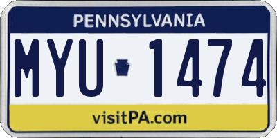 PA license plate MYU1474