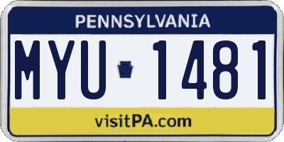 PA license plate MYU1481