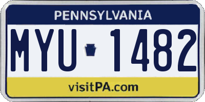 PA license plate MYU1482