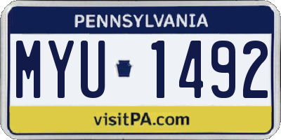 PA license plate MYU1492