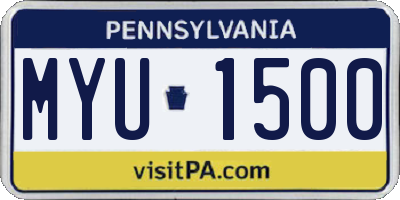 PA license plate MYU1500