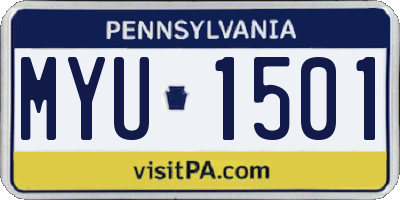 PA license plate MYU1501