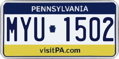 PA license plate MYU1502