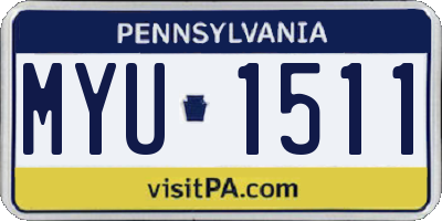 PA license plate MYU1511