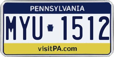 PA license plate MYU1512