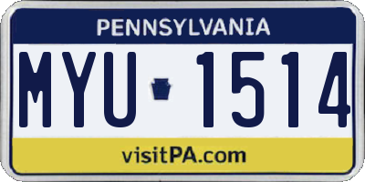 PA license plate MYU1514