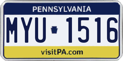 PA license plate MYU1516