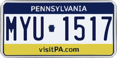 PA license plate MYU1517