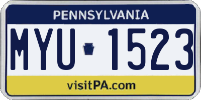 PA license plate MYU1523