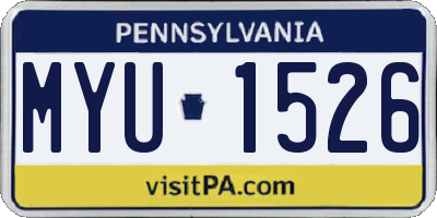 PA license plate MYU1526